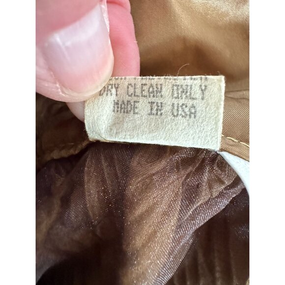 Vintage USA Gold Full-Length Skirt size 8 With Bow Waist & Textured Pattern Poly - Picture 4 of 16